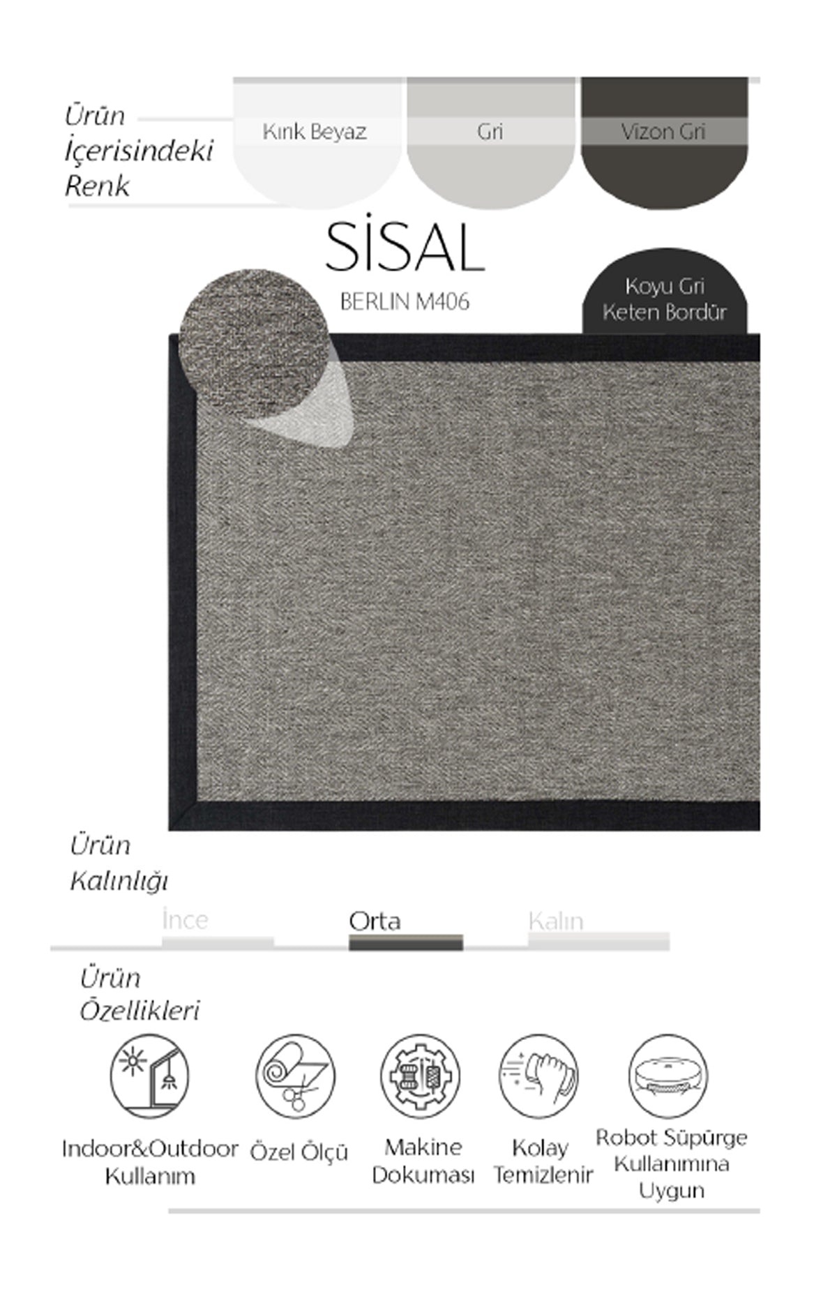 AVVİO HALI BERLİN M406 SİSAL HALI