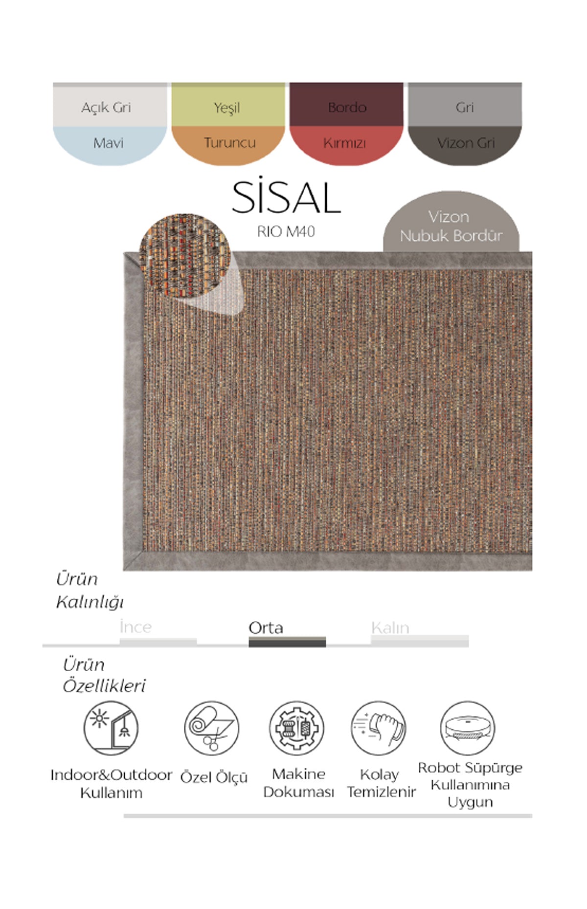 AVVİO HALI RİO M40 SİSAL HALI
